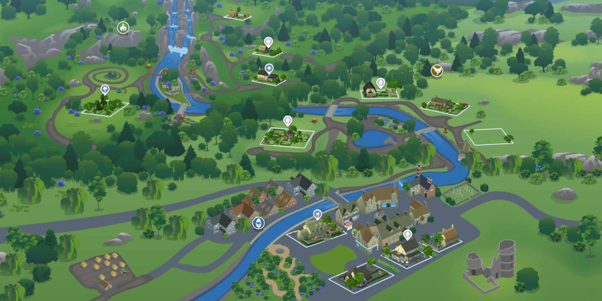 Sims 4 World Map of Henford On Bagley.