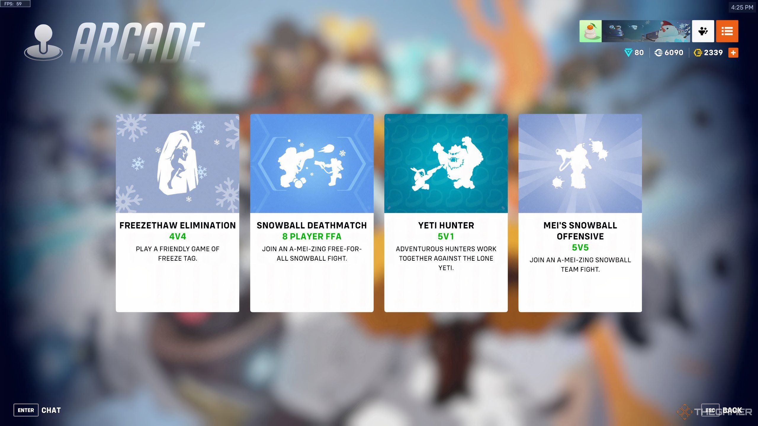 The Arcade Menu from Overwatch 2's Winter Wonderland 2024.