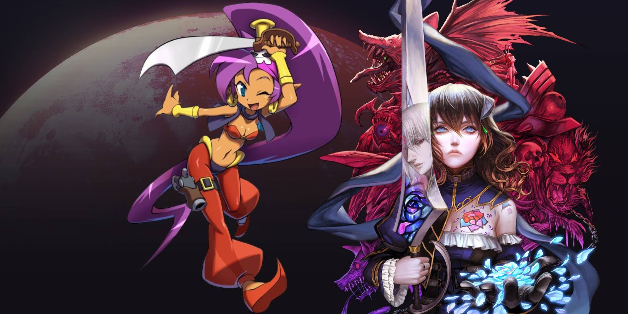 Bloodstained: Ritual of the Night cover art featuring Shantae from Shantae and the Pirate's Curse