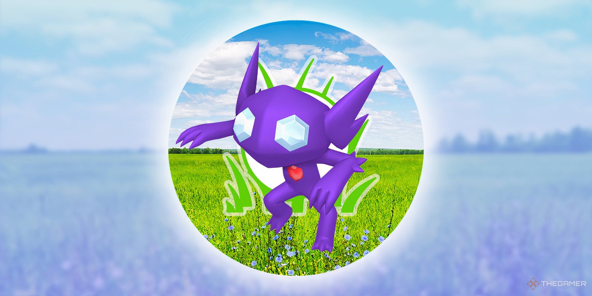 Image of Sableye with the Pokemon Go wild encounter symbol behind.