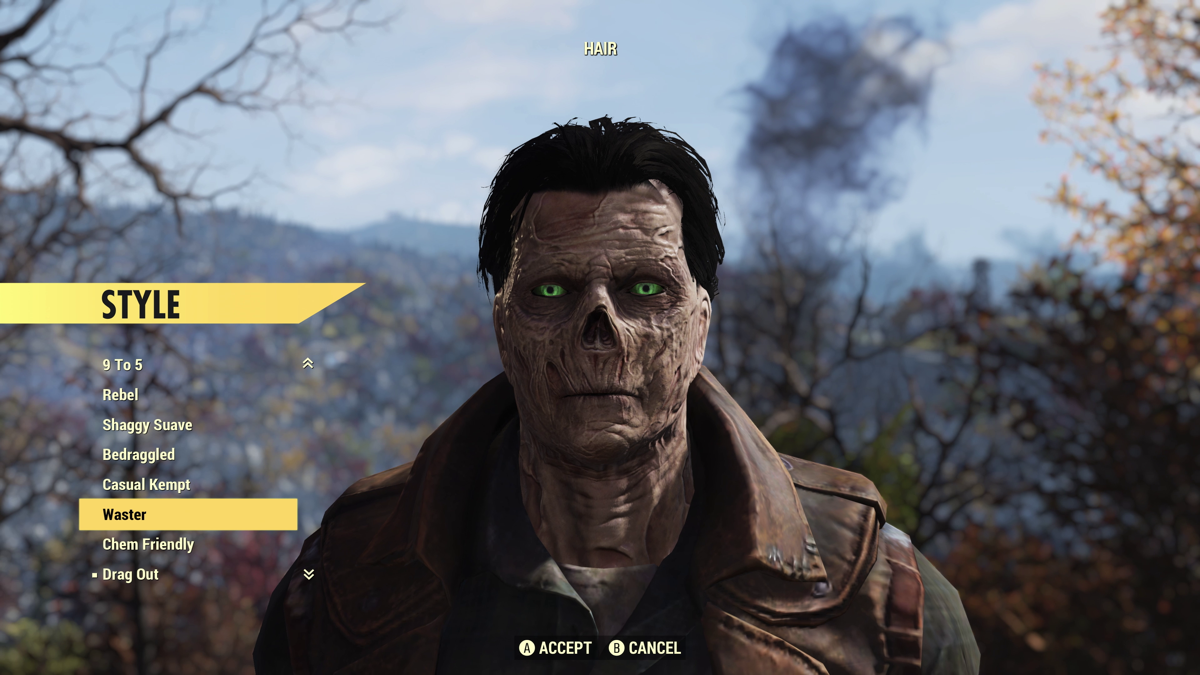 Ghoul character creator in Fallout 76. 