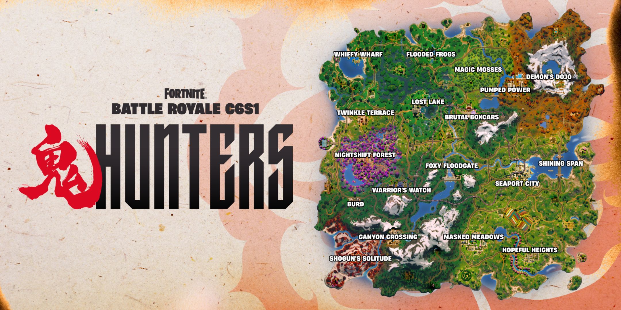 Fortnite Chapter 6, Season 1's map and Points of Interest.