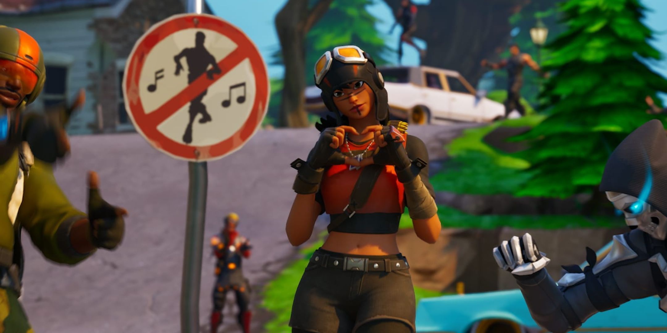 A Fortnite player emoting in Fortnite OG.