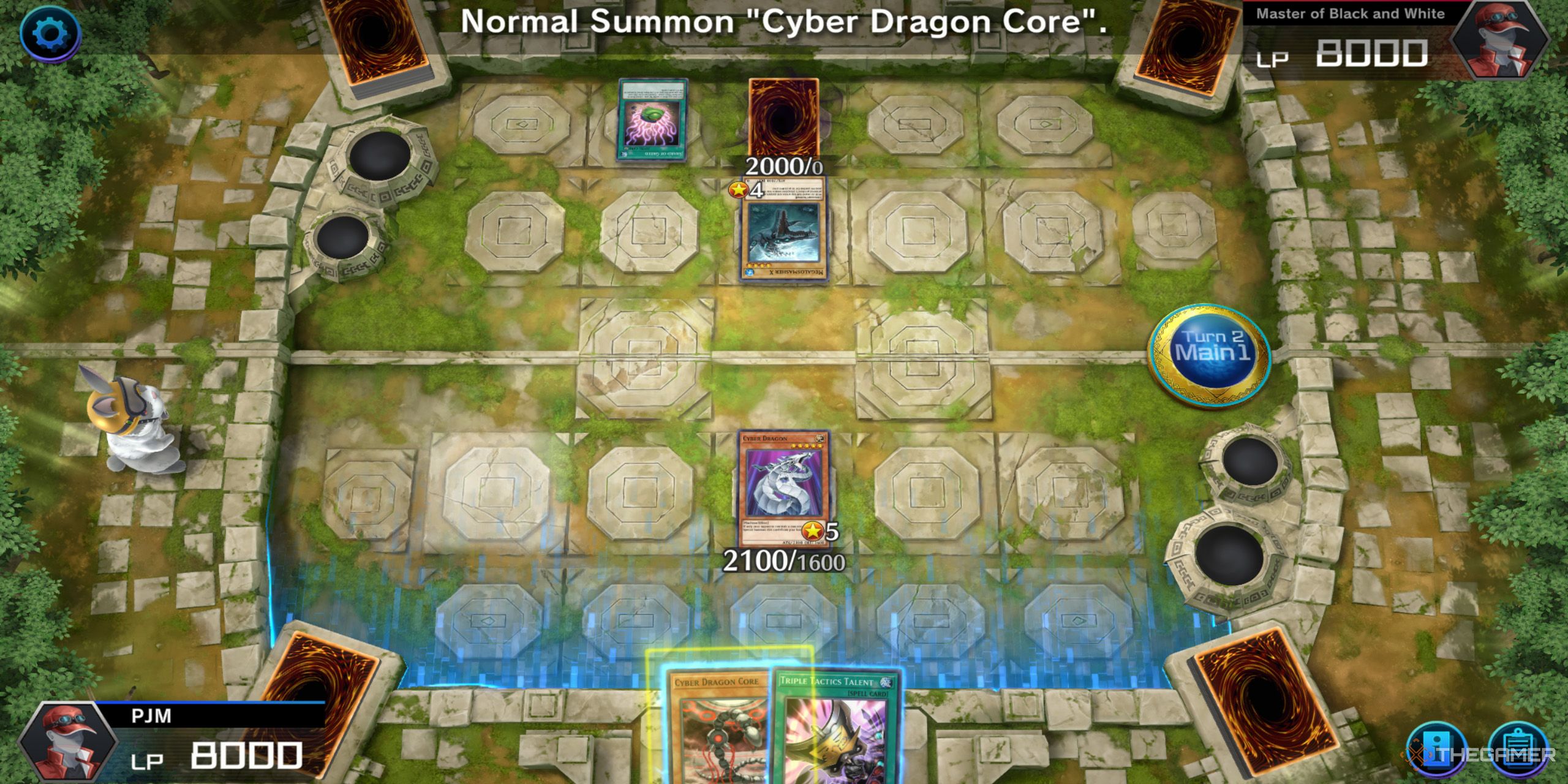 A player summoning a Cyber Dragon Core in Yu-Gi-Oh Master Duel.