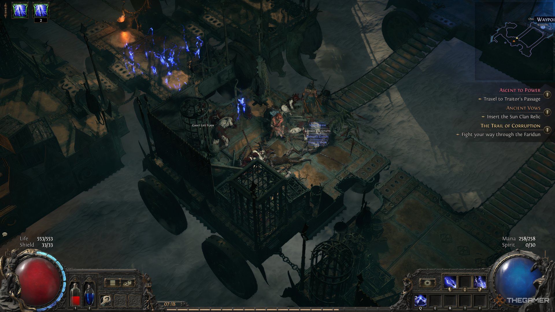 Deadeye standing in the beginning of the Dreadnaught during Act-2 of Path of Exile 2.