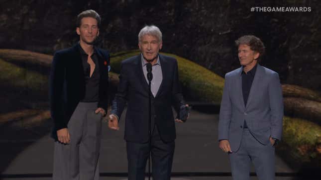 A screenshot shows Troy Baker, Harrison Ford, and Todd Howard. 