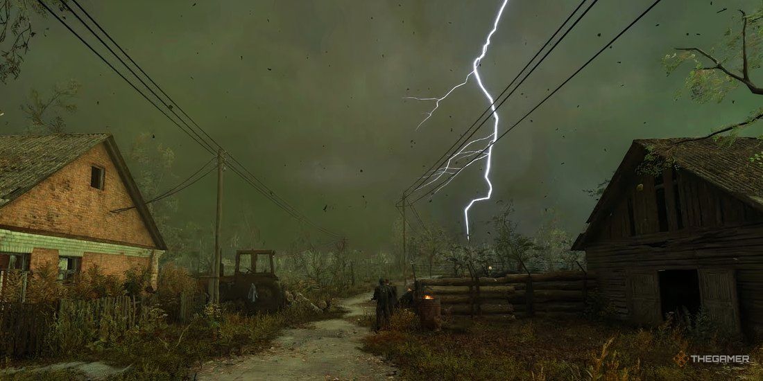 Stalker 2: Heart of Chornobyl - A severe lightning strike during a stormy weather.