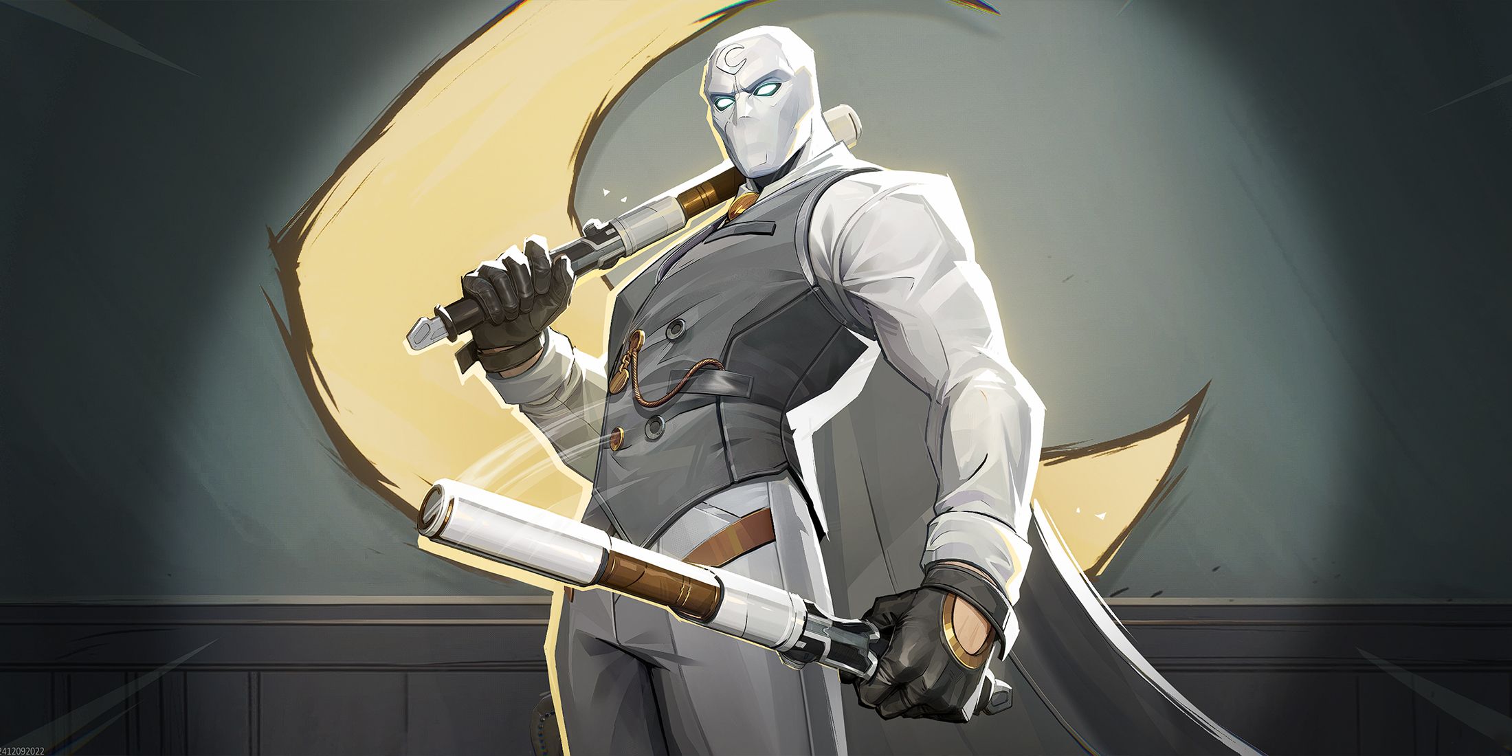 Moon Knight posing in front of a moon in Marvel Rivals