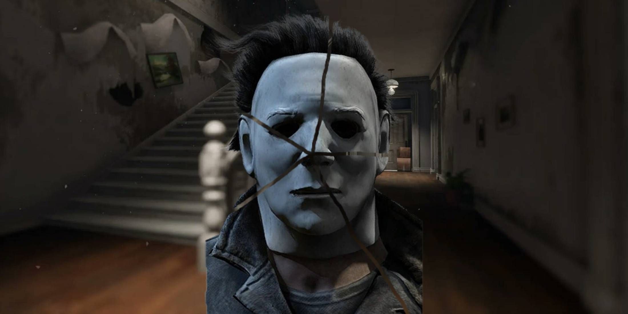 Michael Myers' portrait from Dead by Daylight cracked over Haddonfield