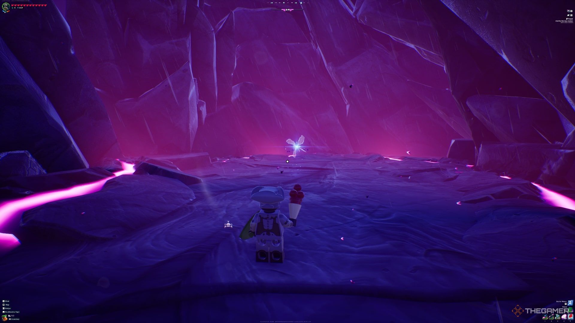 The rift entrance for a Storm Dungeon in Lego Fortnite Odyssey. 