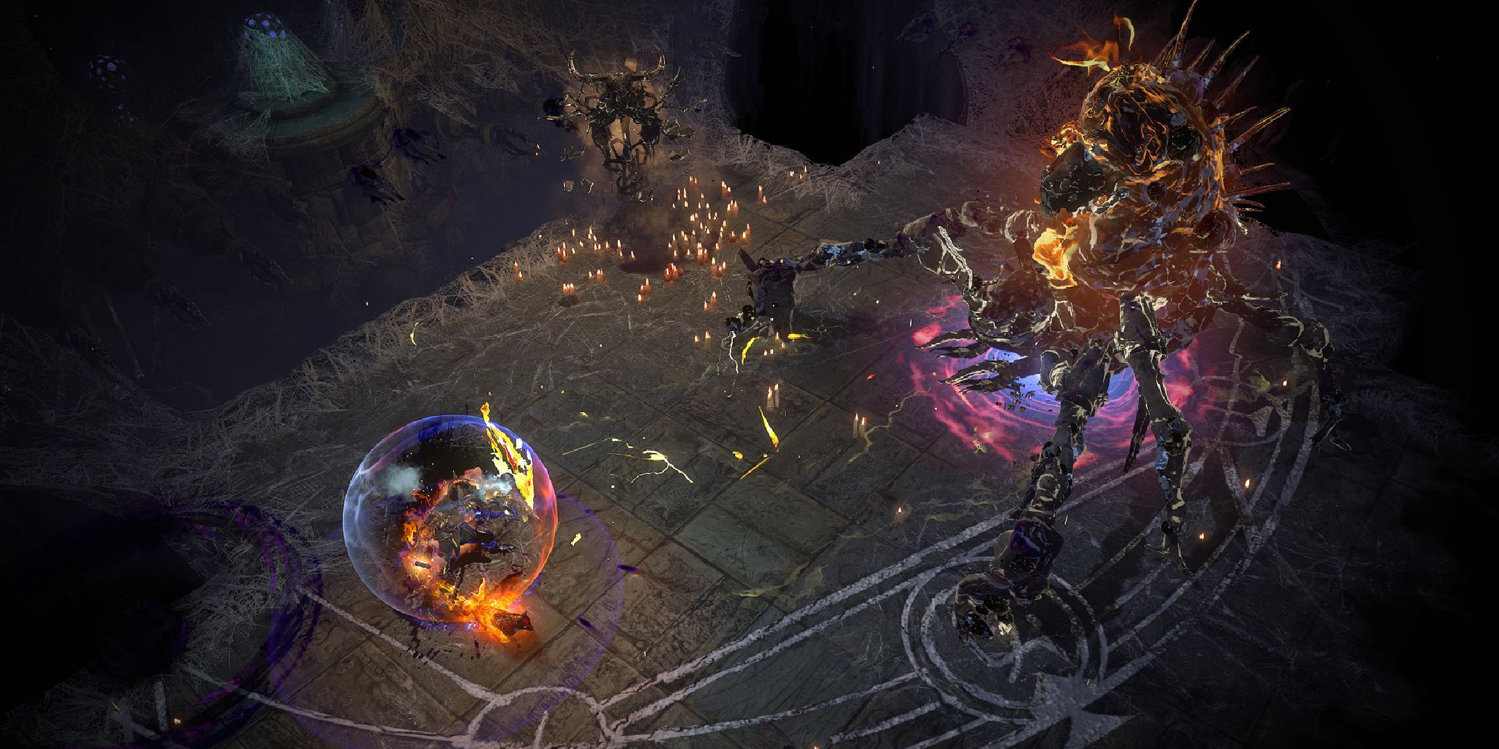 A promotional for Path of Exile, showing a player in combat.