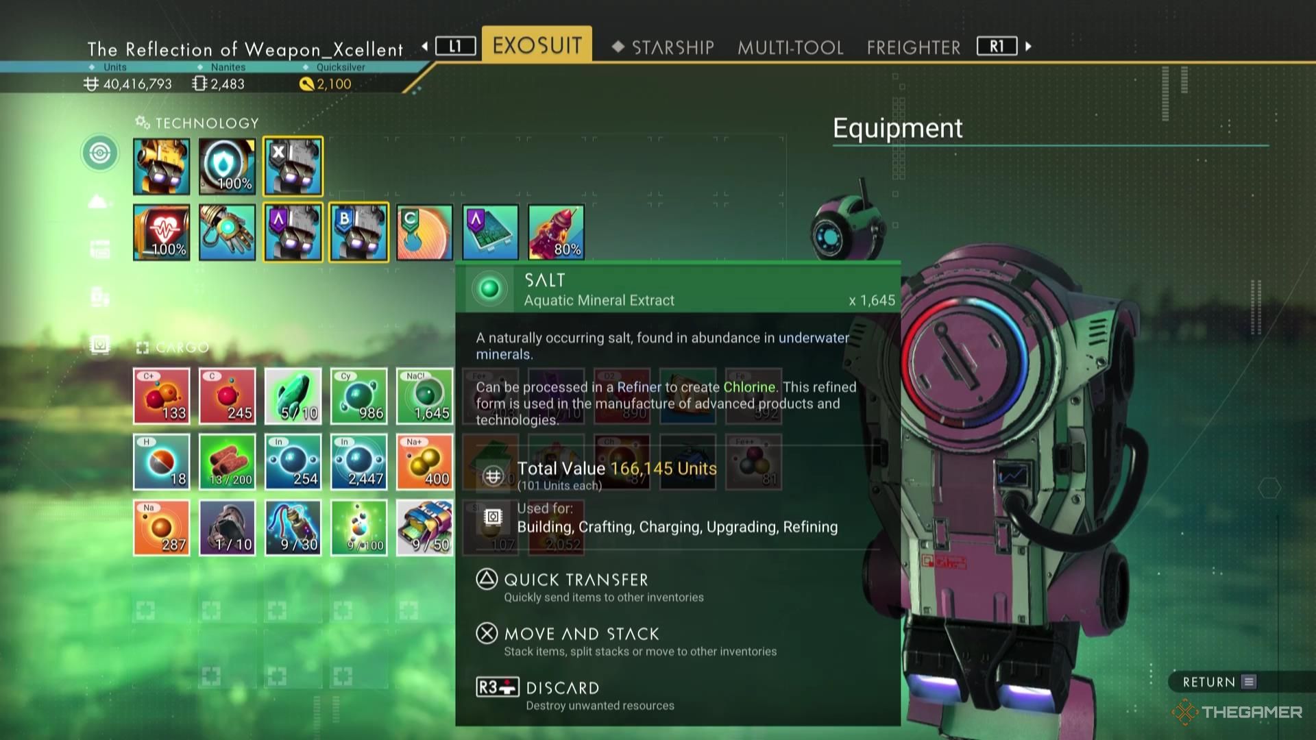 Salt in the player's inventory in No Man's Sky.