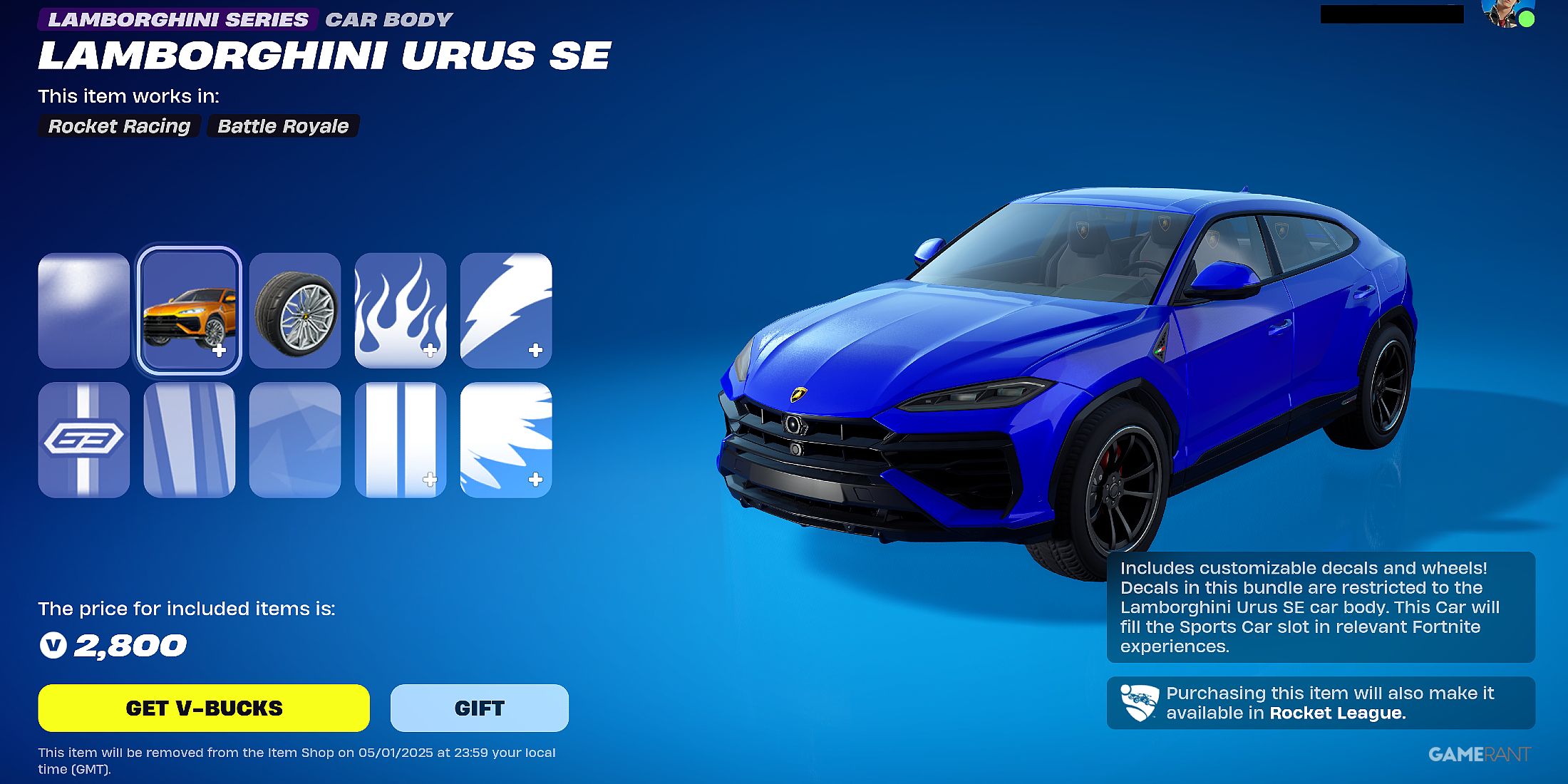 Lamborghini Urus SE in Fortnite 