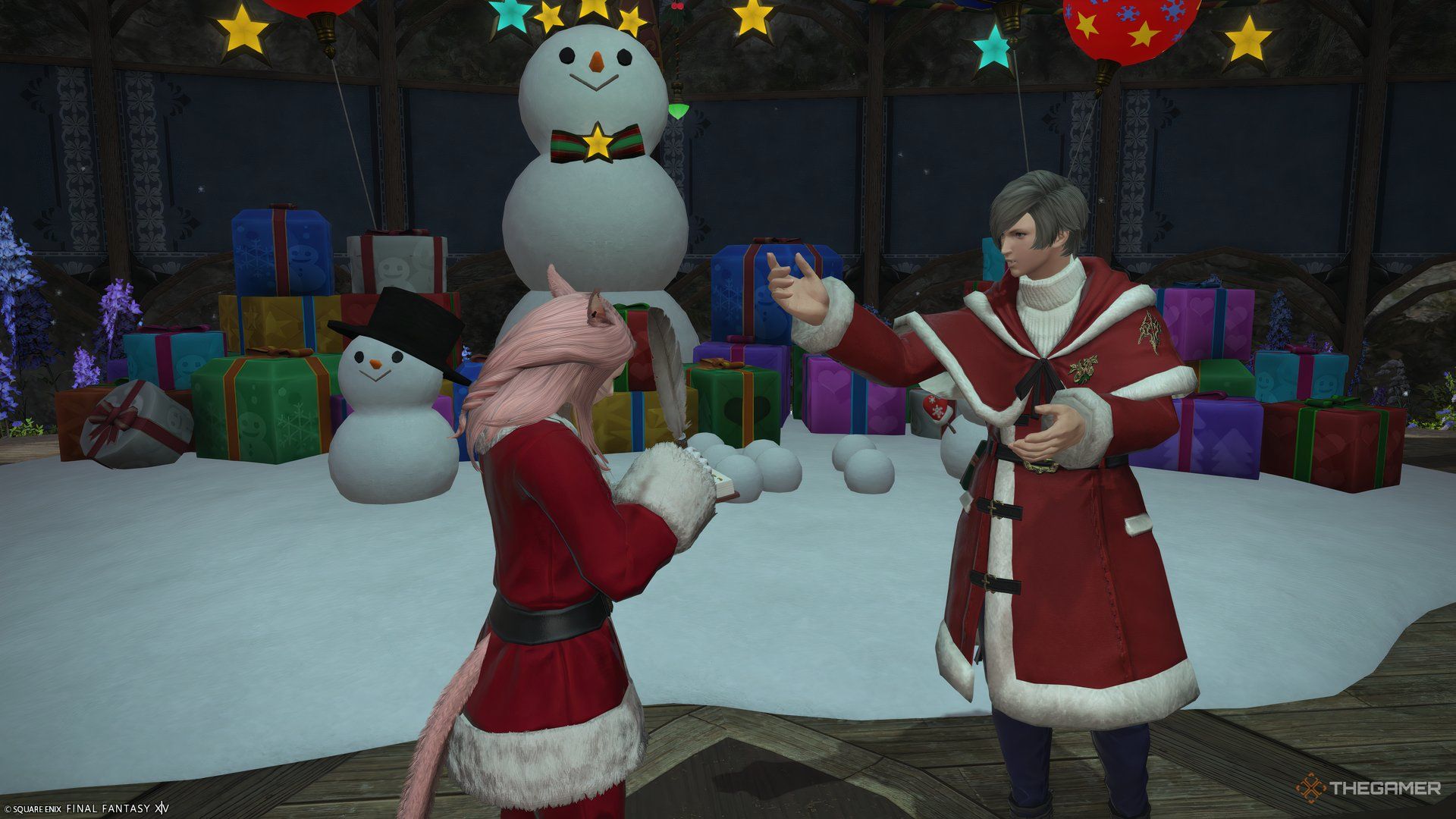 Amh Garanjy speaking with someone else in Final Fantasy 14.