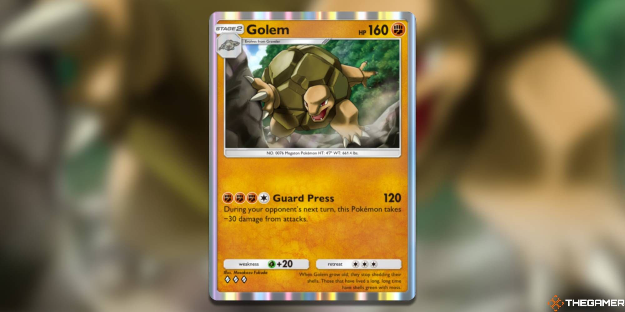 Golem from Mythical Island in Pokemon Pocket.