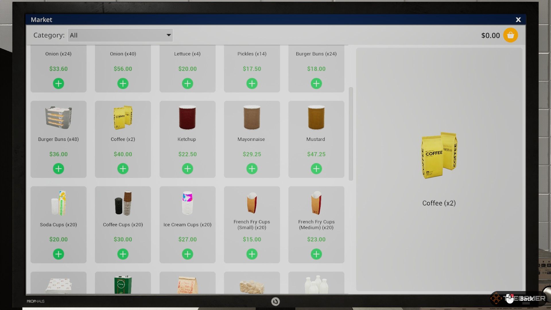 Coffee from the Market app in Fast Food Simulator.