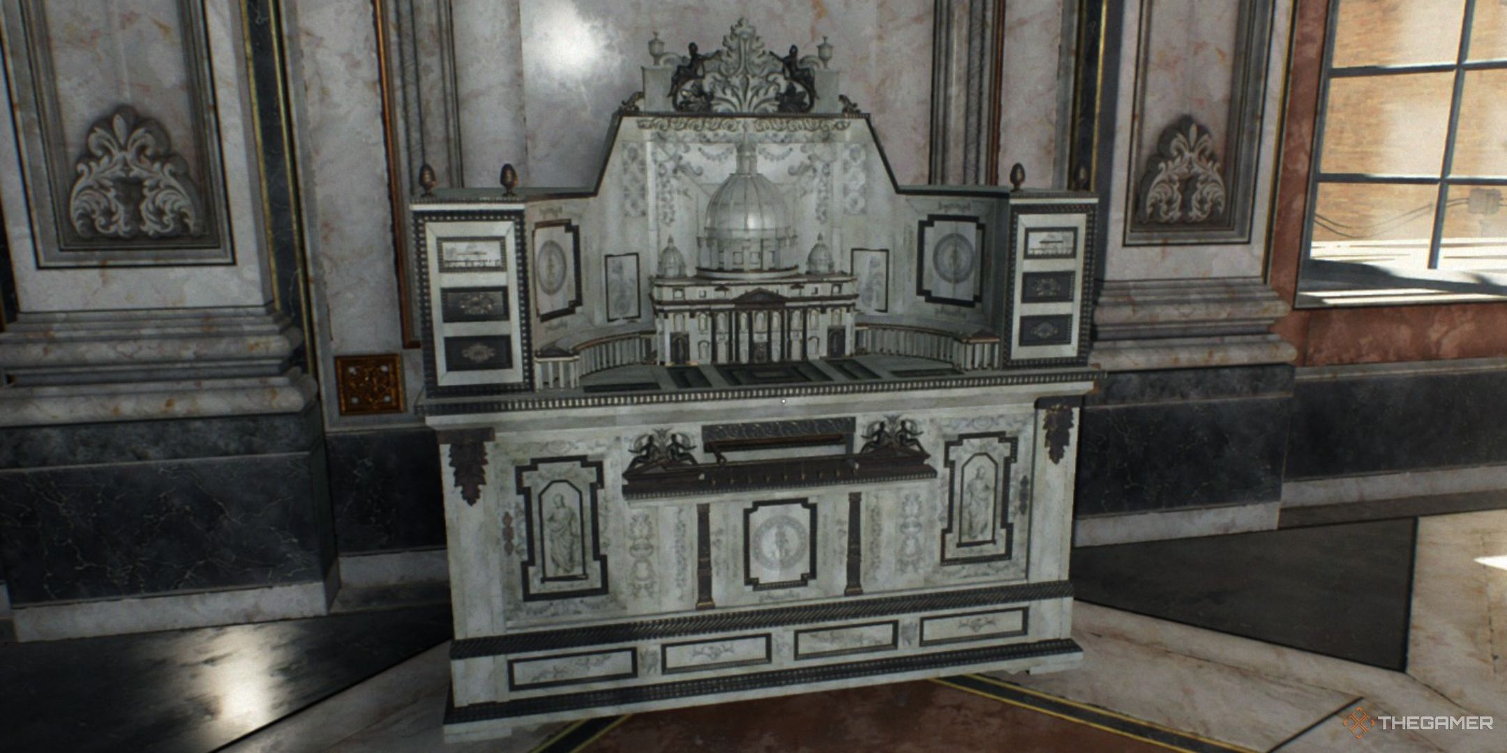 a replica of st. peter's basilica inside the apostolic palace in indiana jones and the great circle, which doubles as a puzzle box.