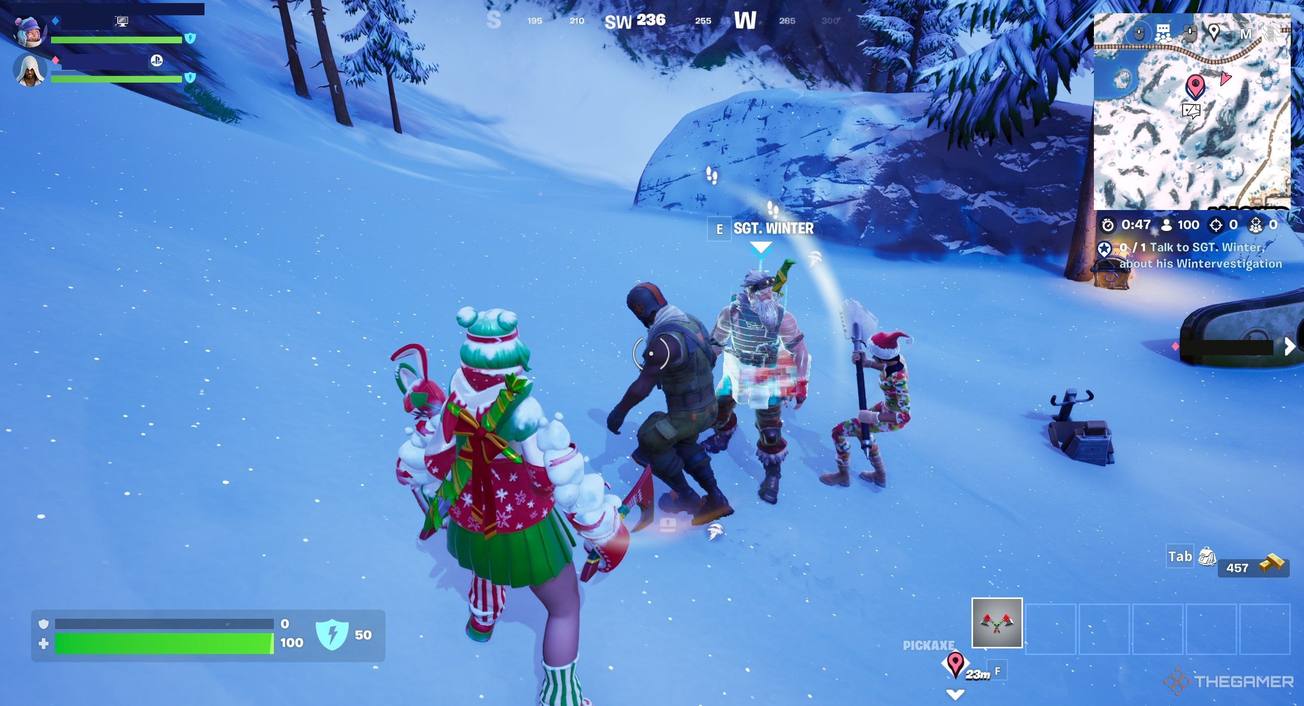 A screenshot of a player with SGT. Winter in Fortnite.