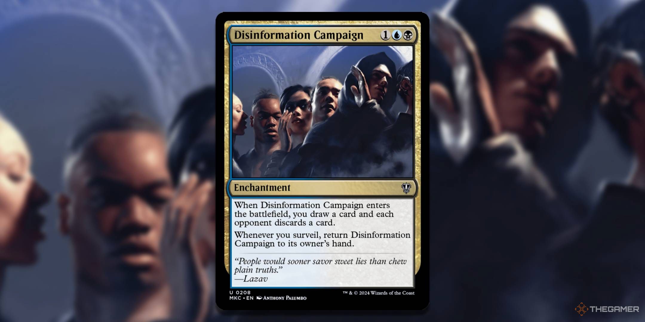 MTG Disinformation Campaign card with the art in the background.