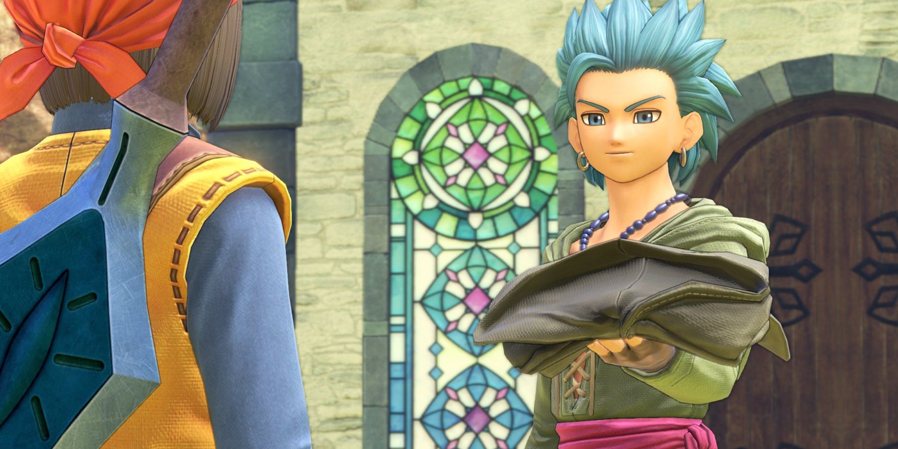 Dragon Quest 11 Eric handing hero a new outfit