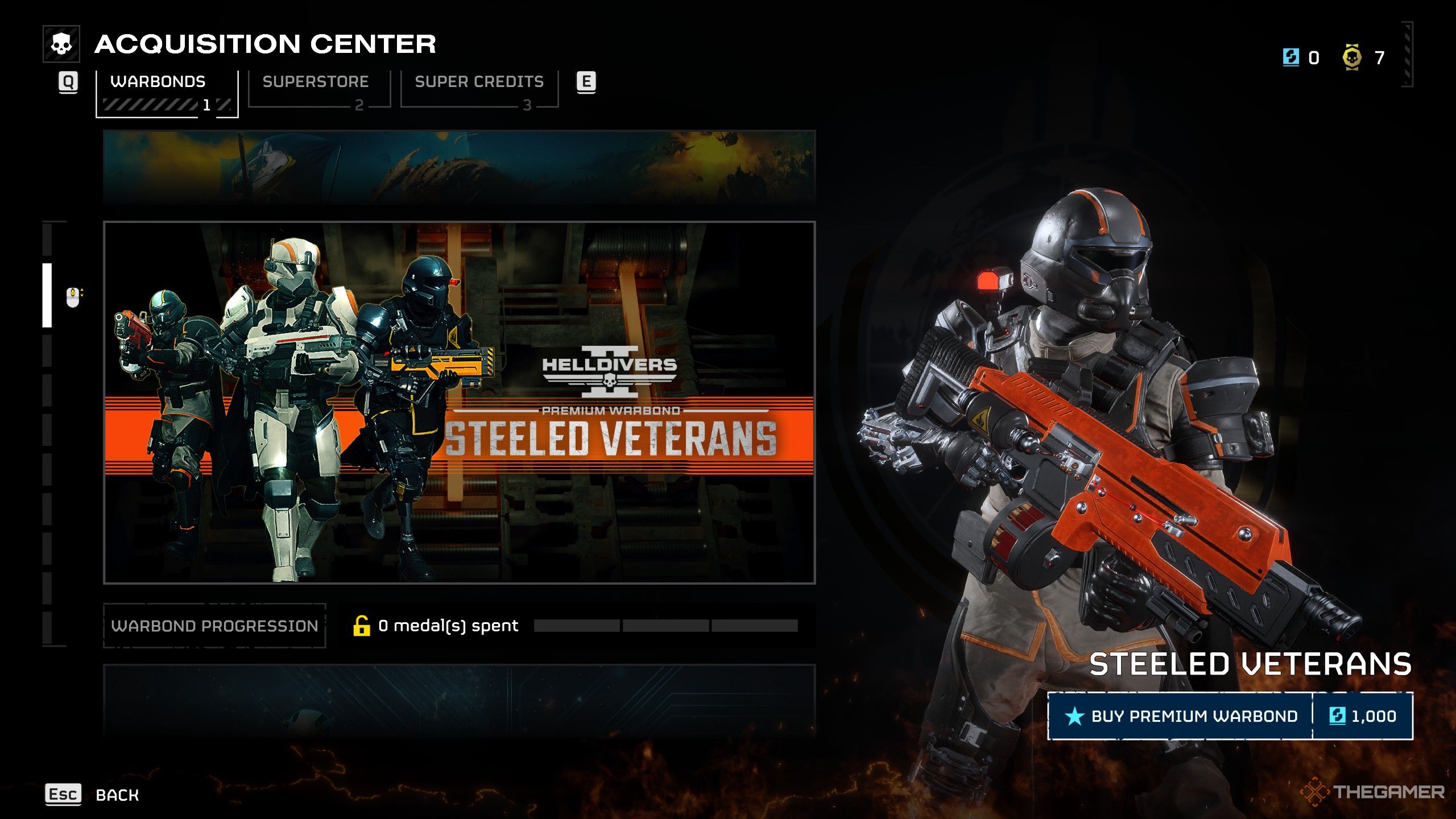 The battlepass page in Helldivers 2 highlighting the steeled veterans pack.