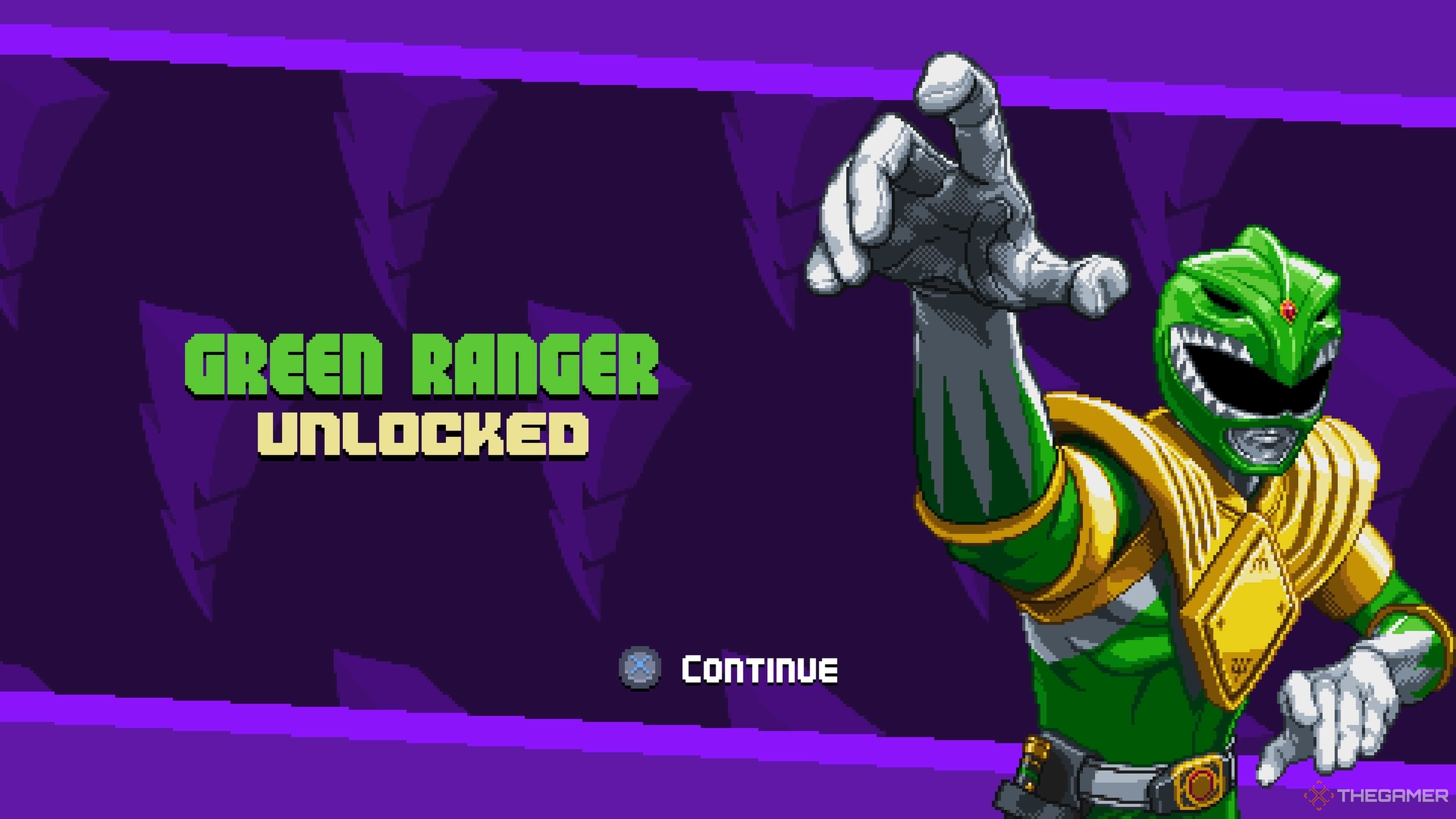 The Green Ranger being unlocked in Mighty Morphin Power Rangers: Rita's Rewind.