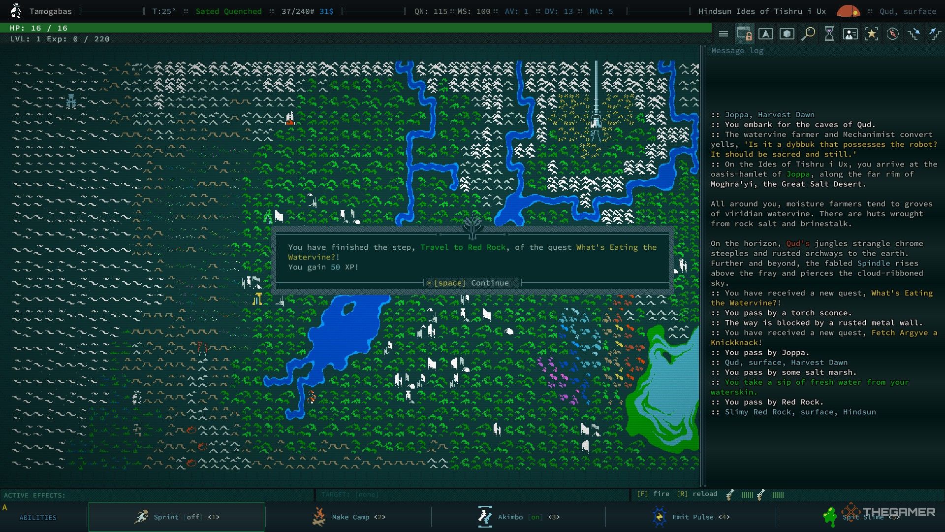 the player arrives at red rock to fulfill mehmet's request in caves of qud.