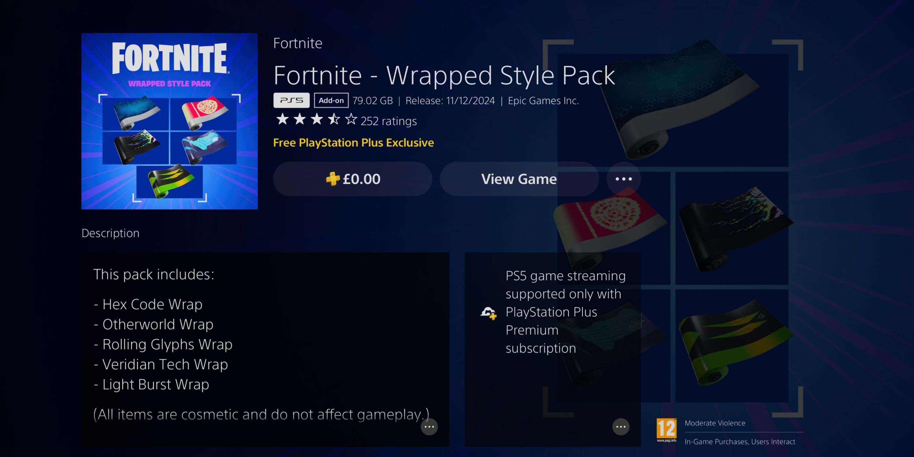 fortnite wrapped style pack in the ps store