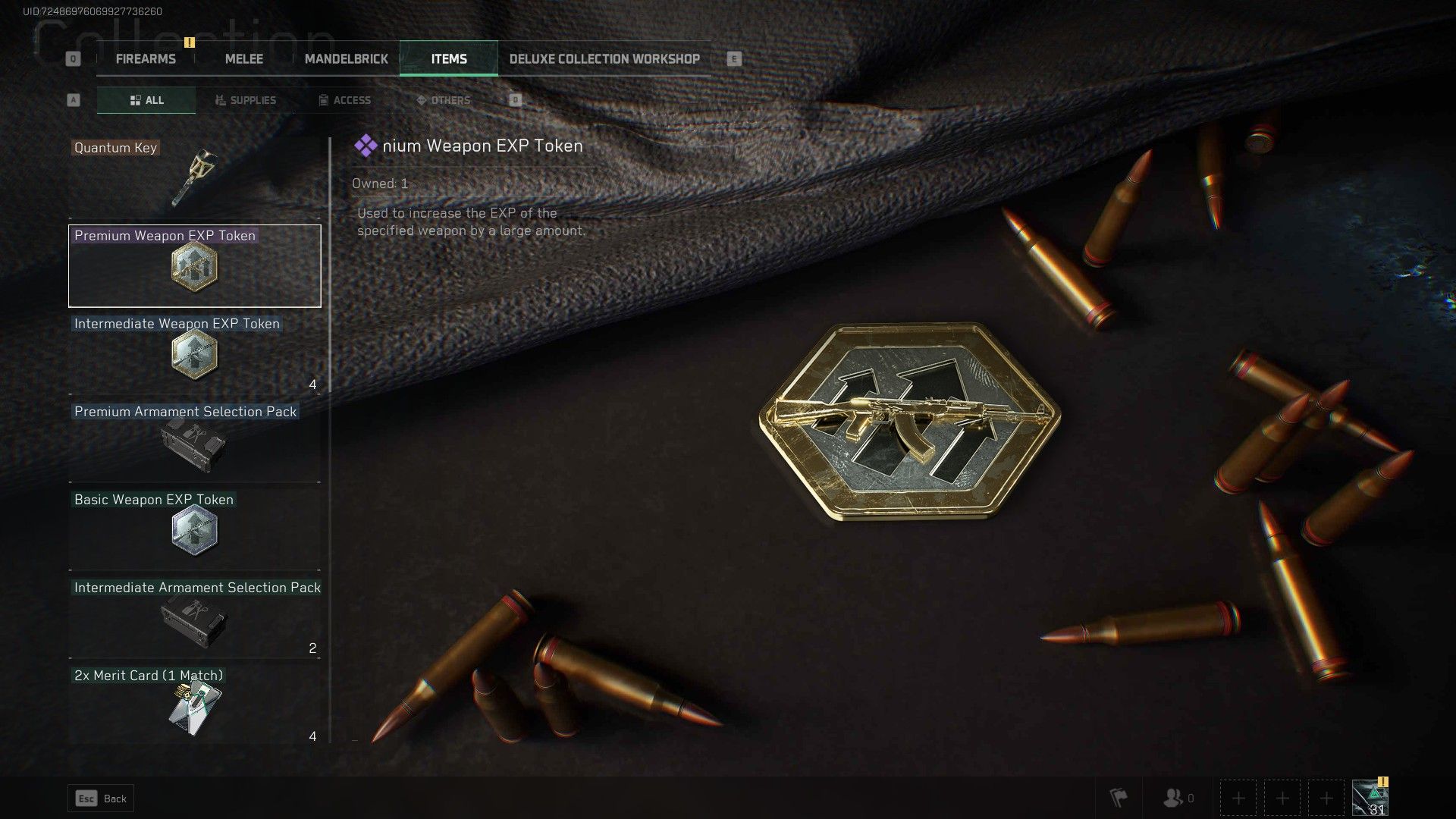 A Premium Weapon XP Token in Delta Force