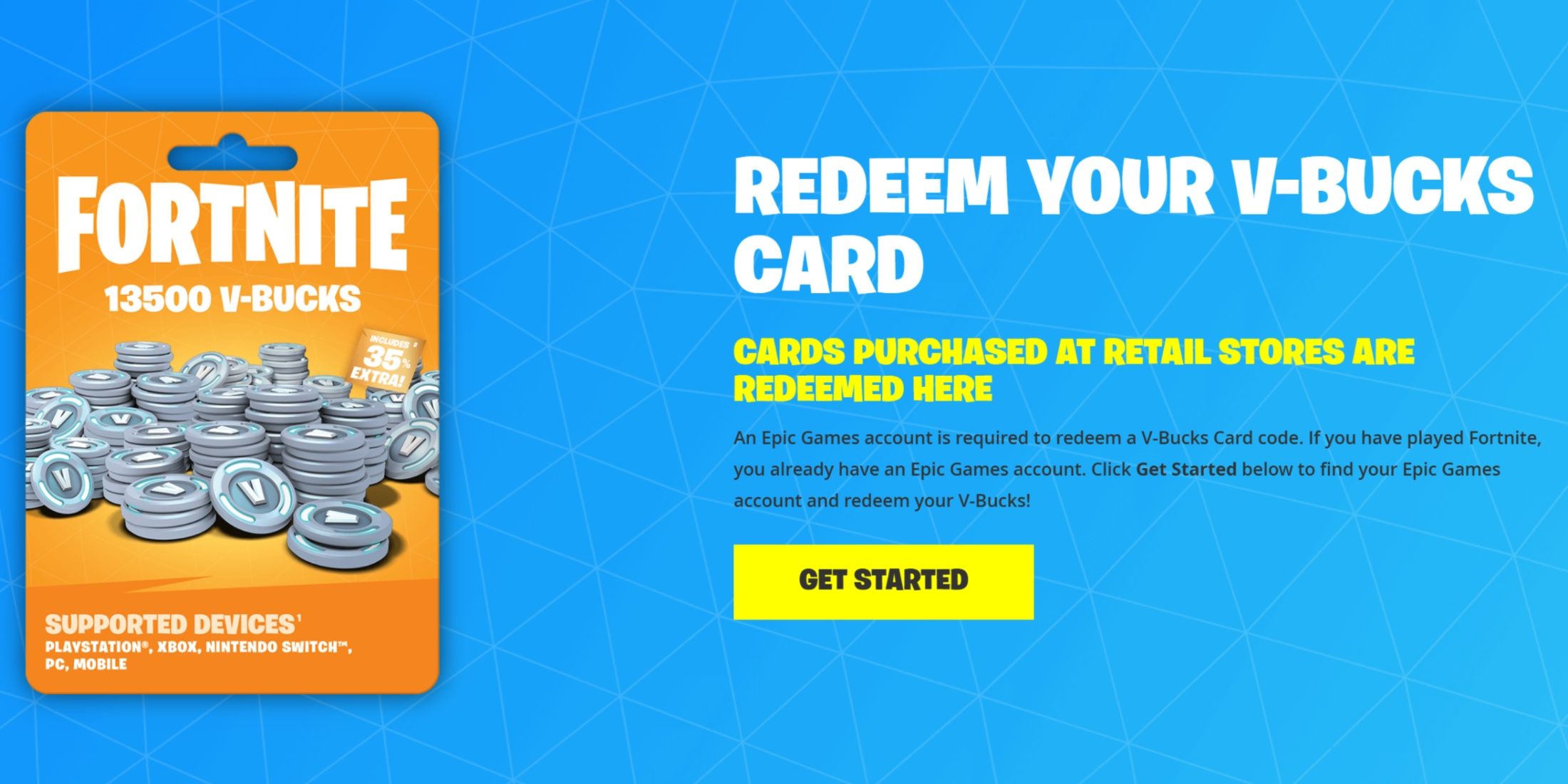 fortnite v-bucks redeem page