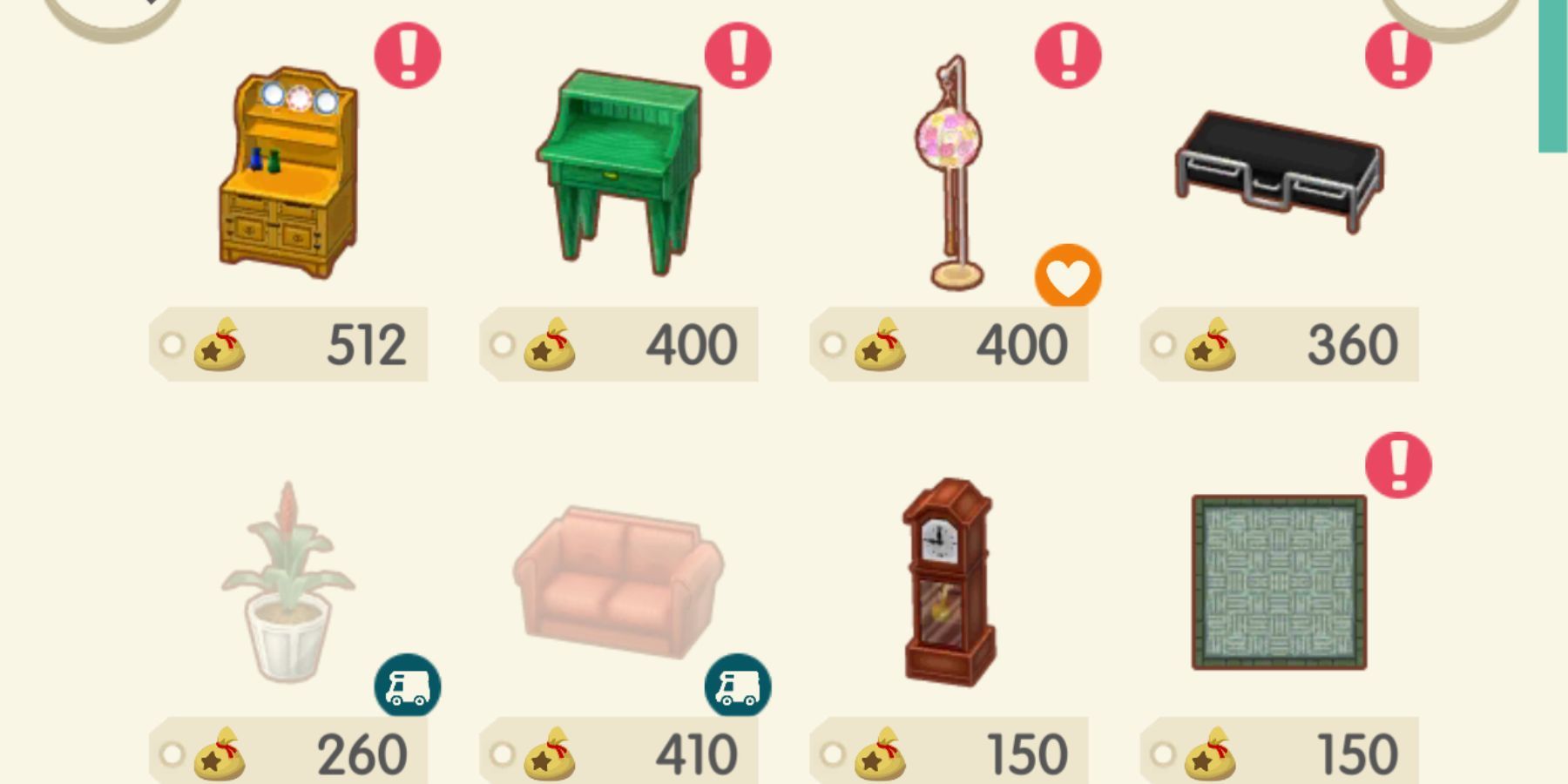 animal crossing pocket camp complete selling furniture