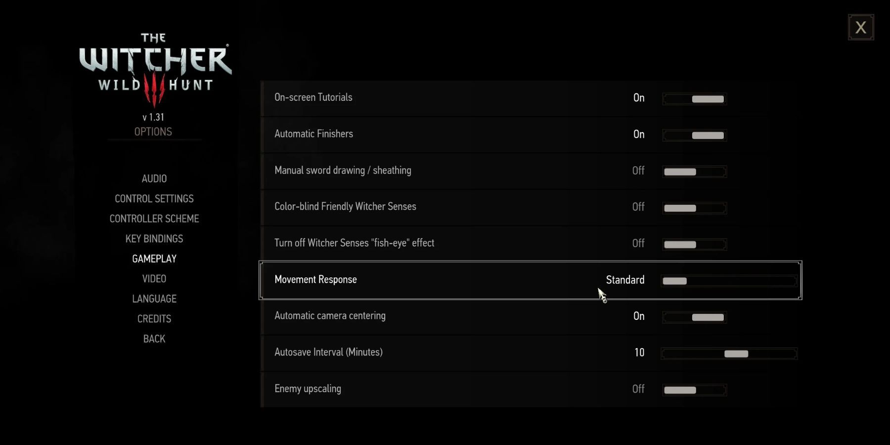 Gameplay Settings in Witcher 3