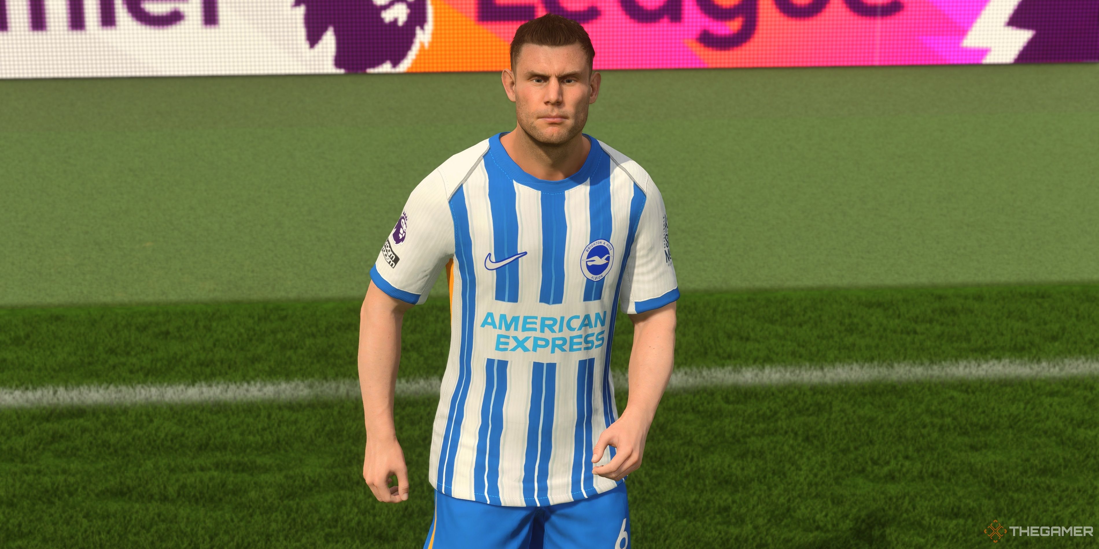 James Milner standing on the pitch in EA Sports FC 25.