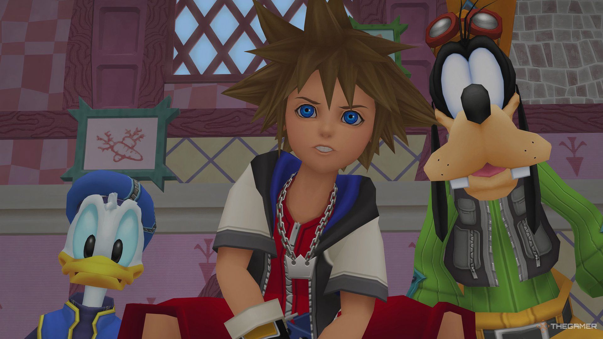 KINGDOM HEARTS - HD 1.5+2.5 ReMIX - Sora, Donald, and Goofy in the Bizarre Room.