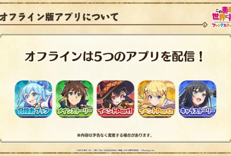 Konosuba Fantastic Days announces five offline apps cover