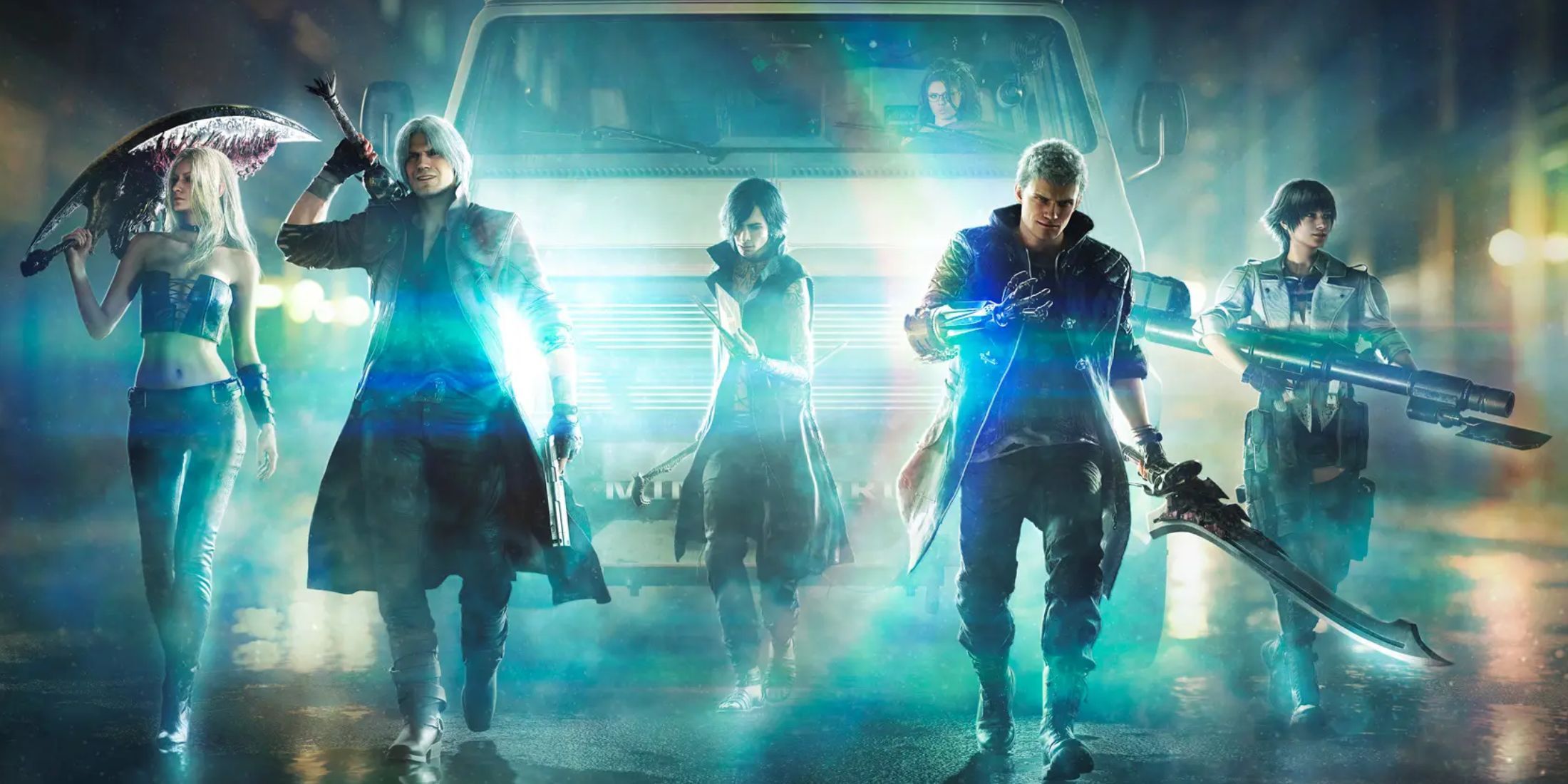 Devil May Cry 5 Dante Nero V Trish Lady Devil May Cry 6 Main Characters Left to right depiction of Devil May Cry 5's rendition of Trish, Dante, V, Nero, and Lady. The supporting cast depicted in DMC5 is likely going to play a larger role in DMC6.