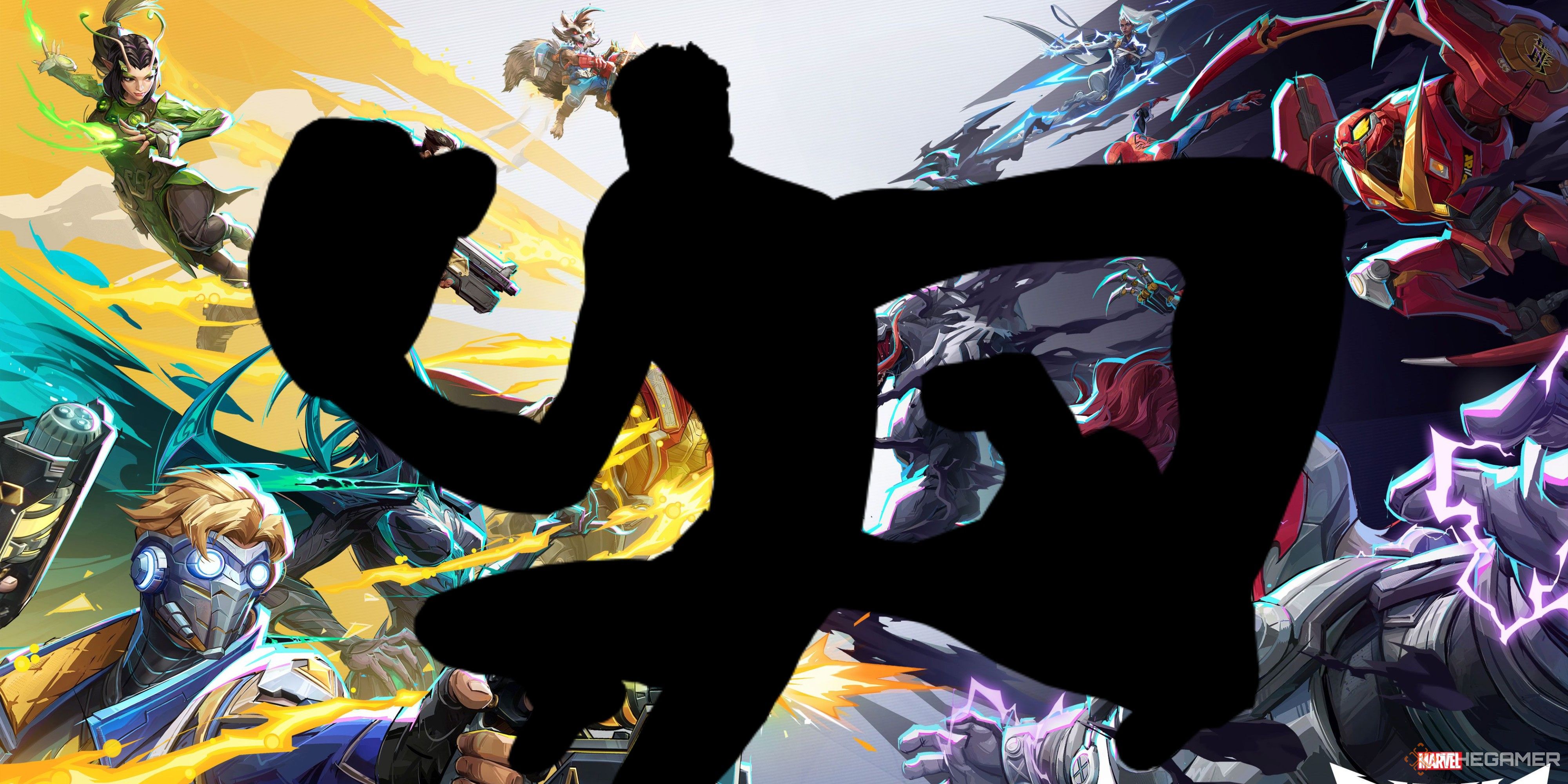 mr fantastic silhoutte on a marvel rivals artwork background.