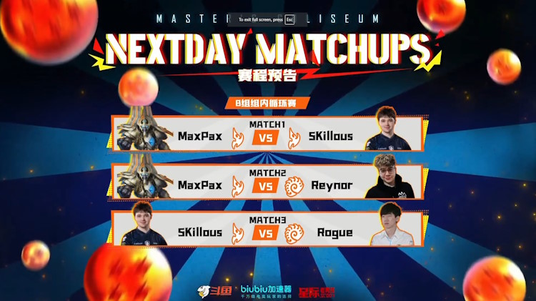 Master's Coliseum 8 - Group B: MaxPax, Reynor, Rogue, SKillous