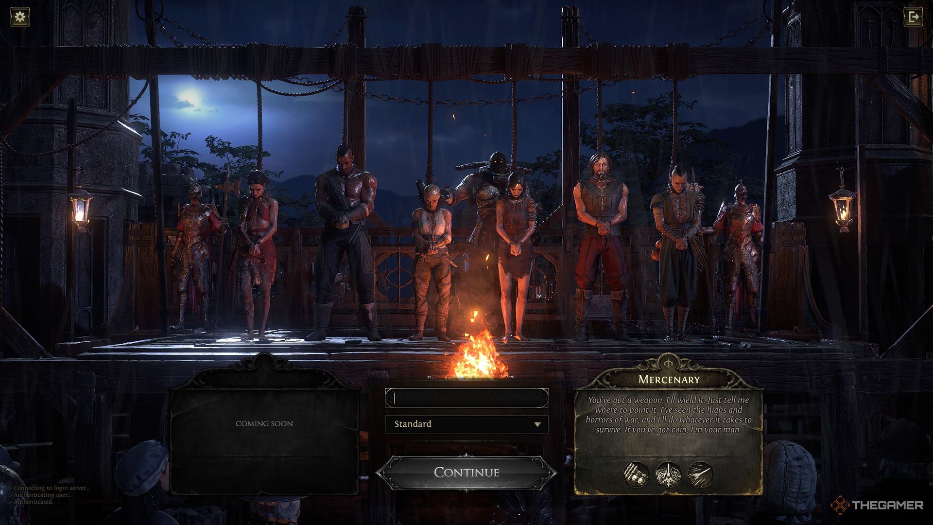 The Mercenary class selected on the character creation screen.