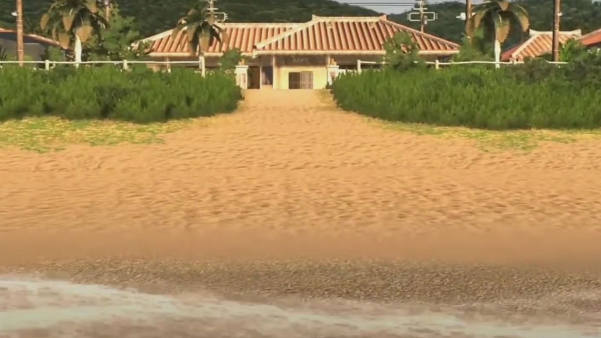 The Morning Glory Orphanage in Yakuza and the beach in front of it.