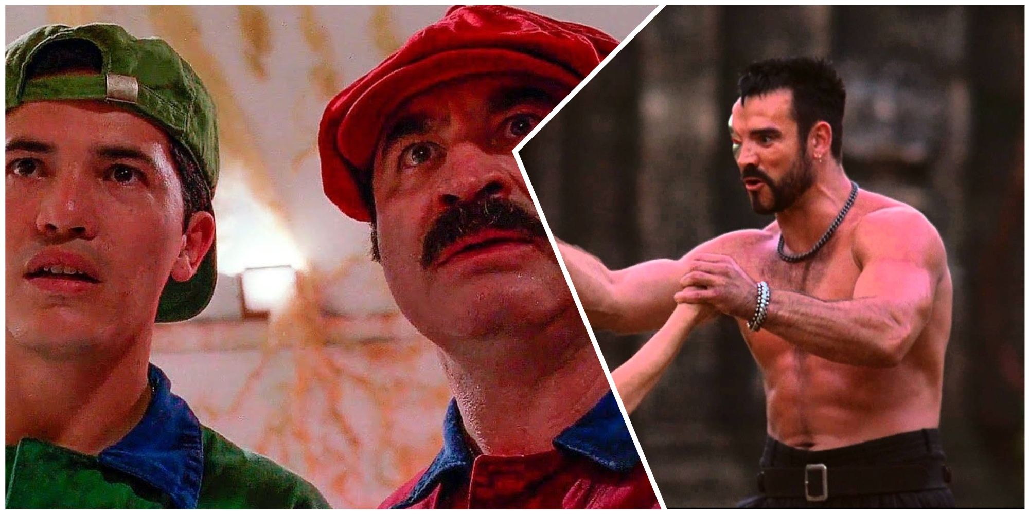 Luigi (John Leguizamo) and Mario (Bob Hoskins), Kano (Trevor Goddard)