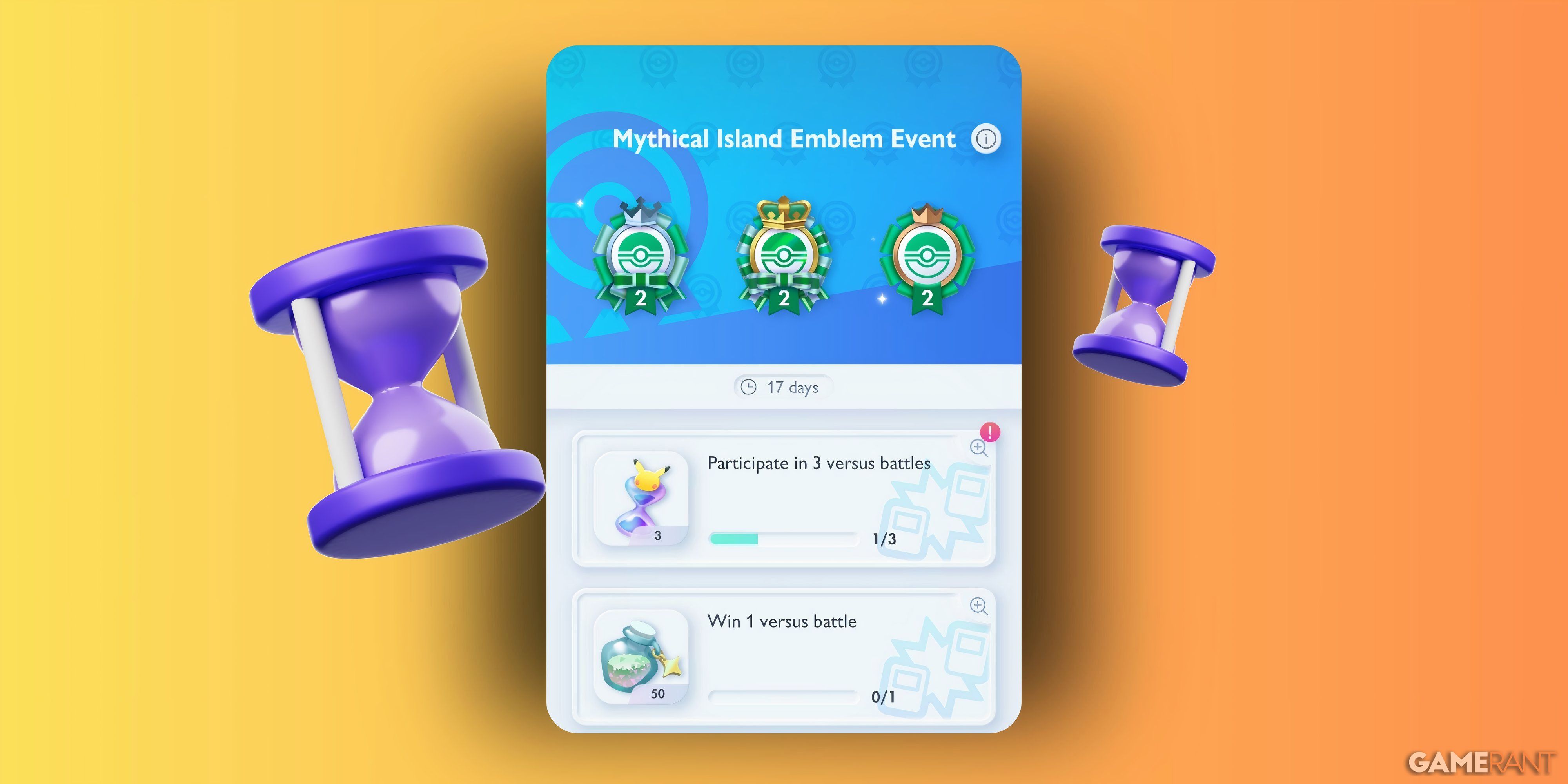 rewards and missions in the mythical island emblem event of pokemon pocket.