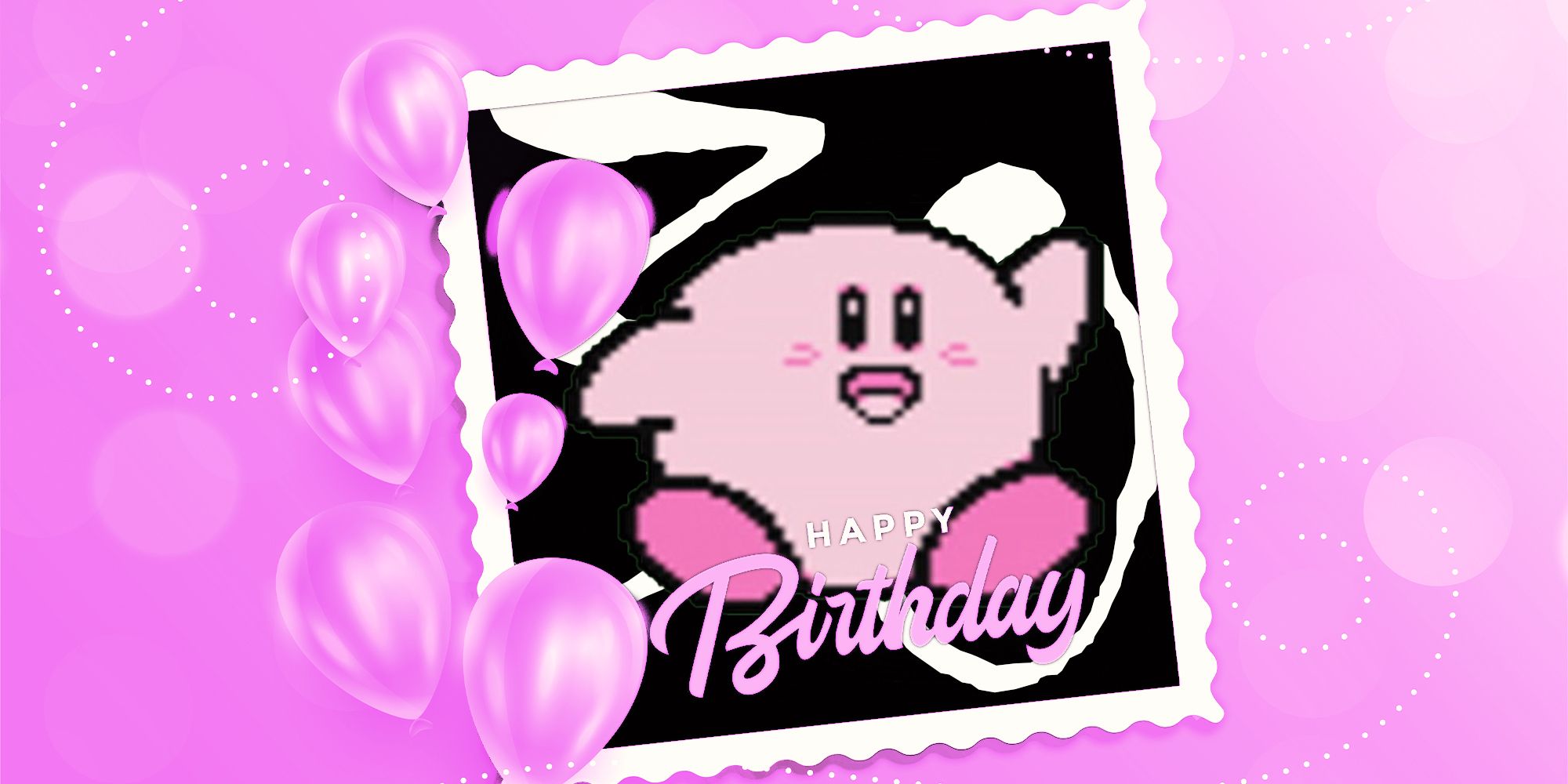 Kirby's Adventure on a happy birthday stamp