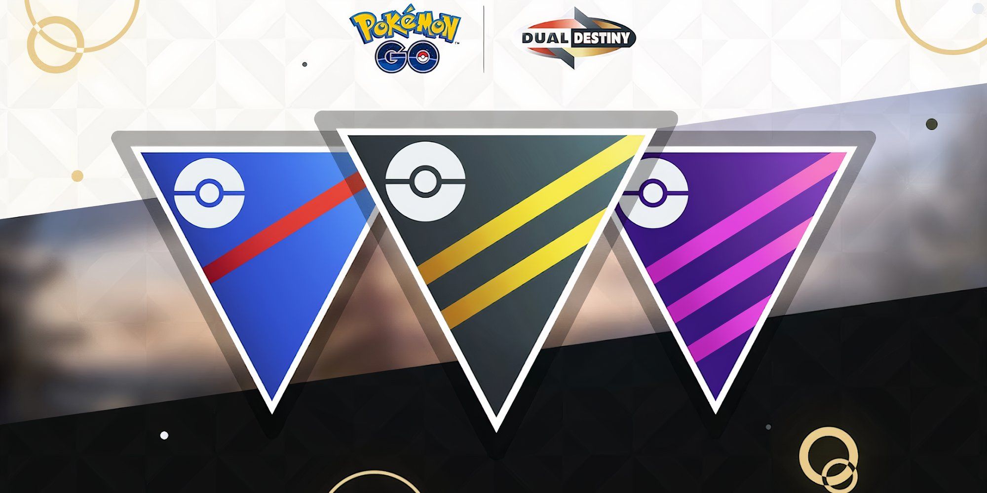 Image of the Great League, Ultra League, and Master League symbols from Pokemon Go.