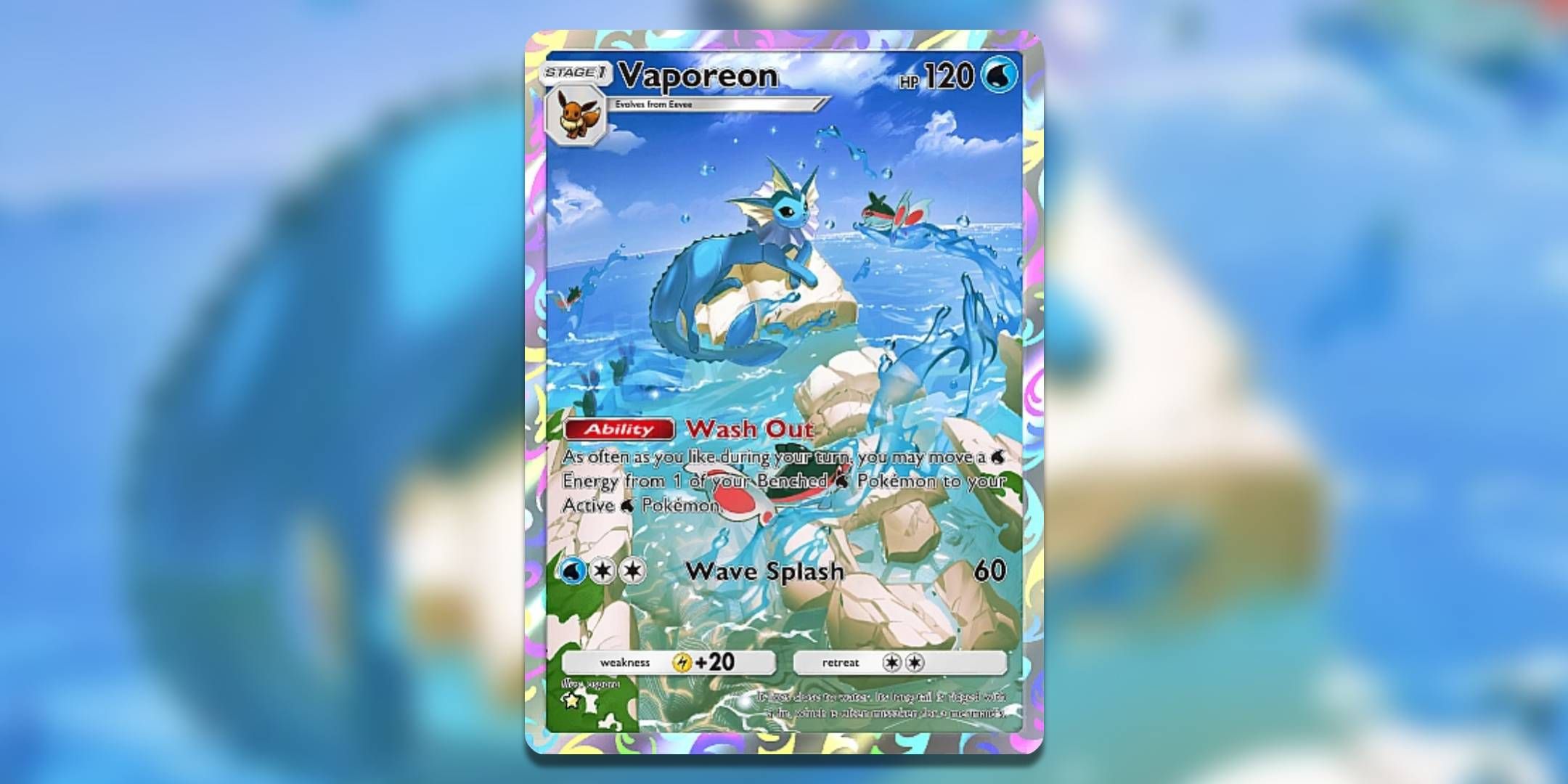 The Pokemon Pocket card Vaporeon fill art.