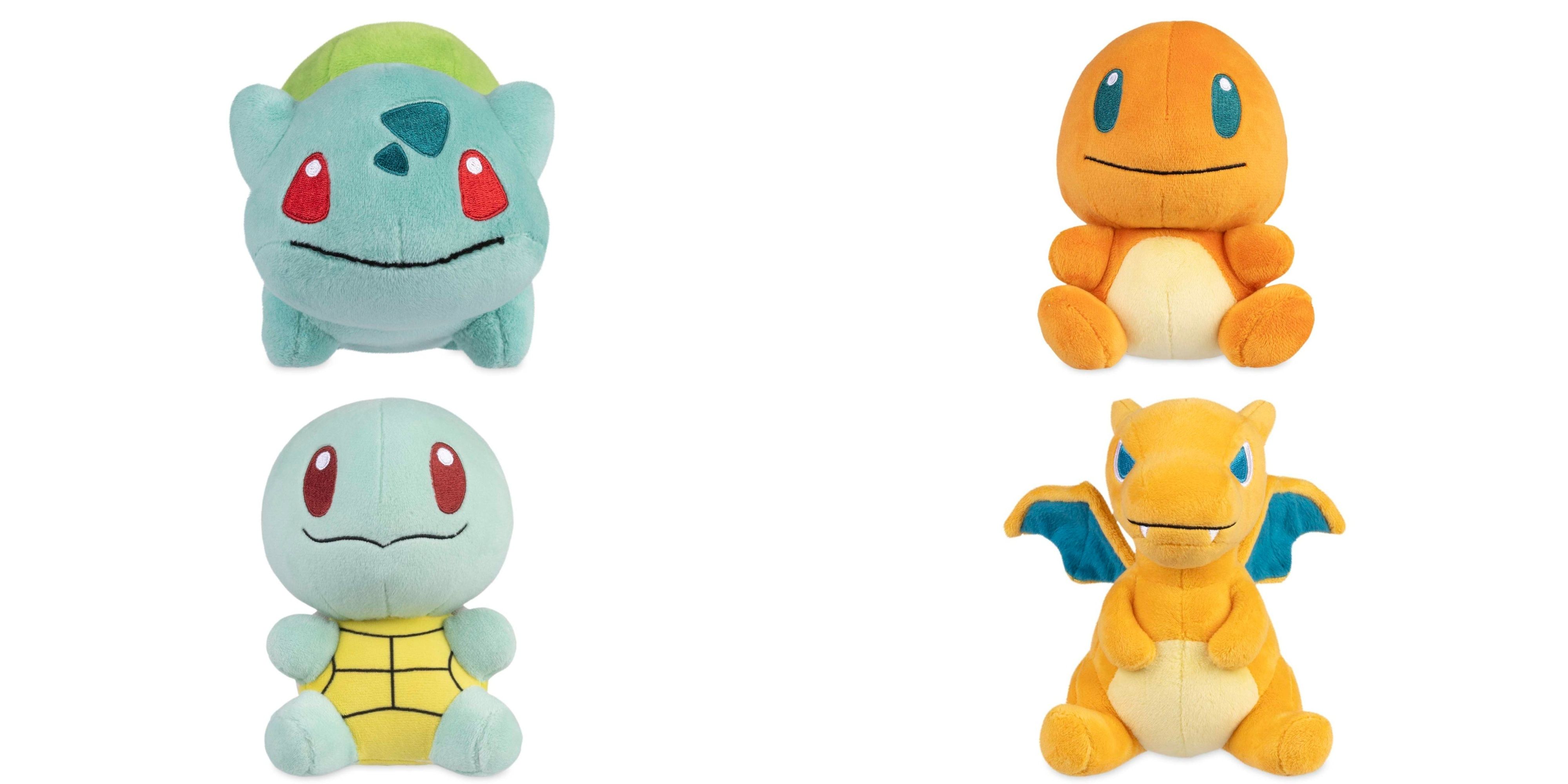 bulbasaur charmander squirtle and charizard pokemon doll plushes.