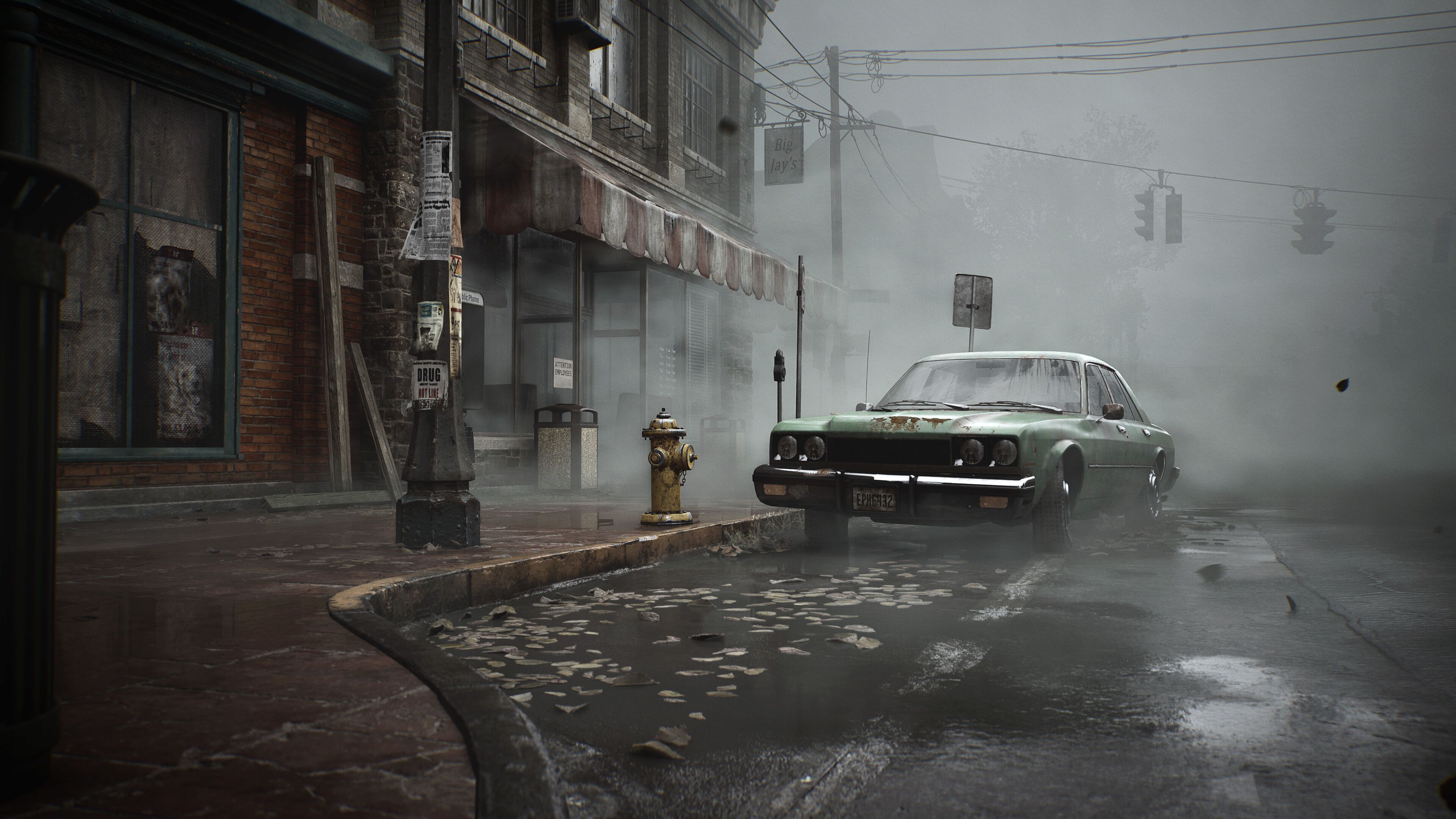 Silent-Hill-2-Remake-Car on the town street