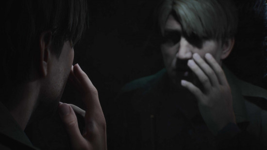 James from Silent Hill 2 looks at his own reflection