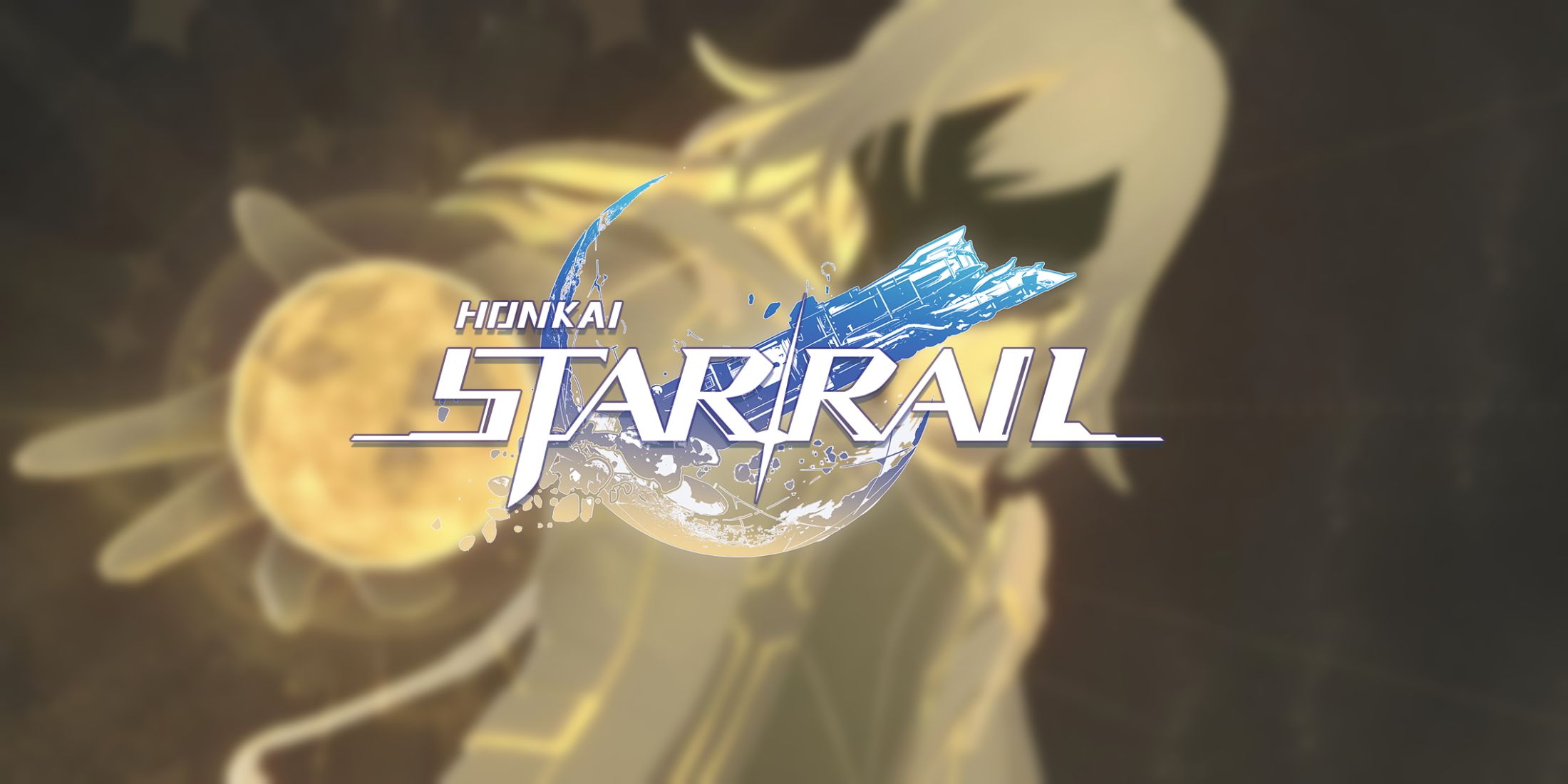 A blurred background of Stelle from the Divergent Universe with Honkai: Star Rail's logo overlayed on top