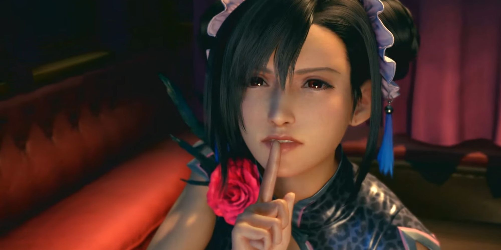 Final Fantasy 7 Remake Chapter 9 Tifa holds a finger to her lips